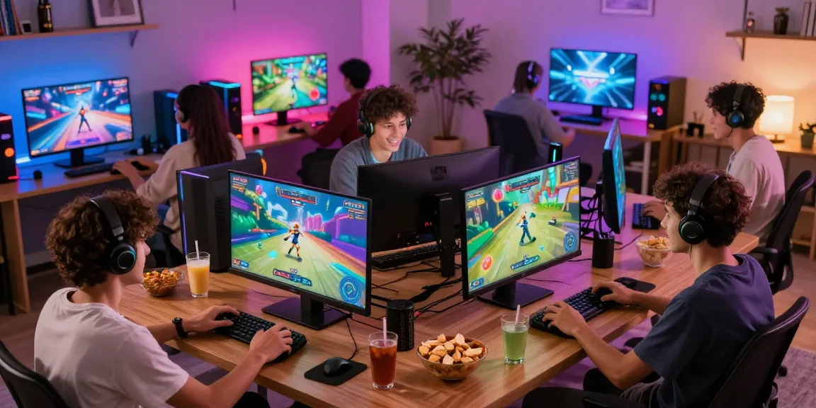 Friends enjoying exciting games on Tunas4D platform in a lively gaming room, capturing the essence of modern online gaming.