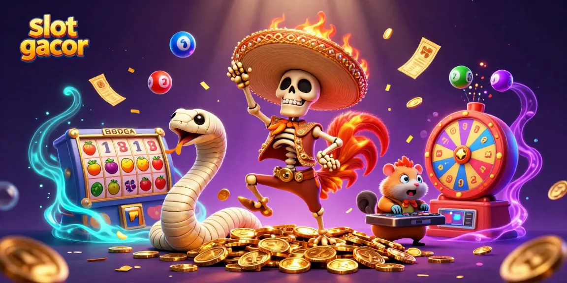 Slot gacor menawarkan pengalaman bermain yang seru dengan simbol dan elemen menarik pada ilustrasi.