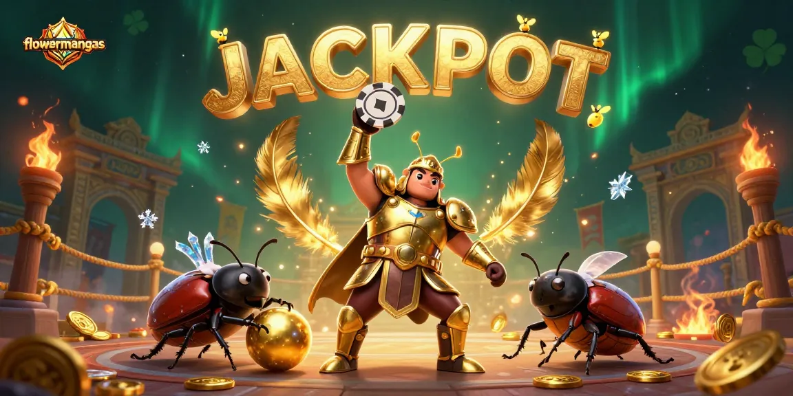 Play and win with flowermangas in an exciting casino scene featuring vibrant characters and detailed game elements.