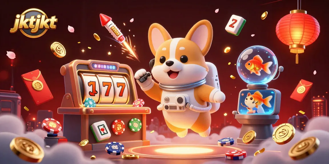 Permainan jktjkt di kasino luar angkasa dengan astronaut corgi dan elemen menarik.